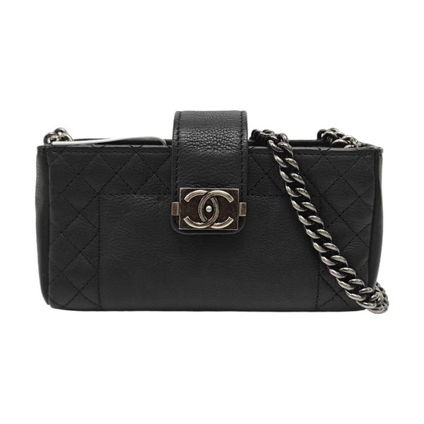 Quilted Calfskin Shoulder Bag Black