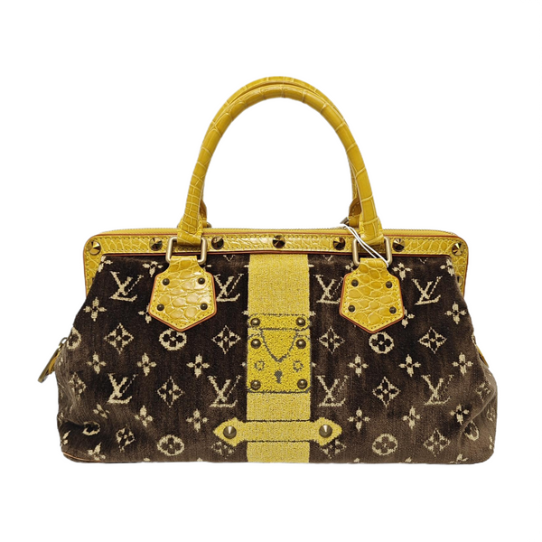 Monogram Crocodile Top Handle Bag GM Brown