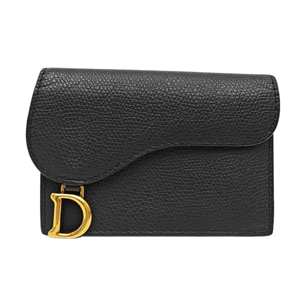 Saddle Mini Calfskin Black Card Holder
