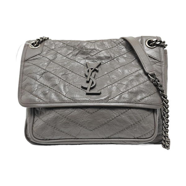 NIKI Medium Chevron Calfskin Gray