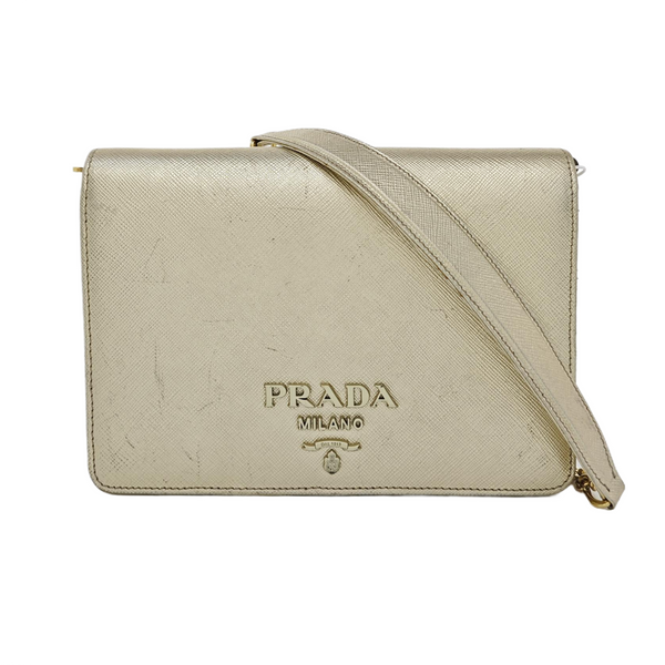 Saffiano Calfskin Shoulder Bag Gold