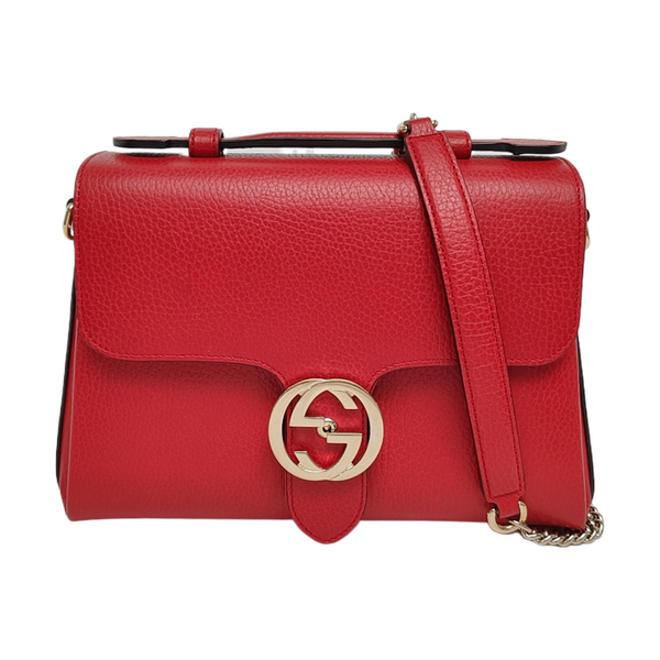 Interlocking G Large Calfskin Red