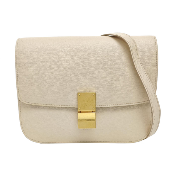 Authenticated pre-owned CLASSIC BOX Medium Calfskin Beige - Shoulder Bag at Looply