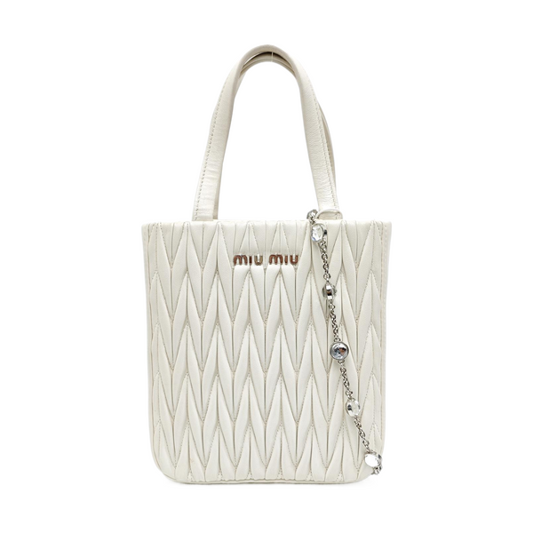 Matelassé Small Quilted Lambskin White