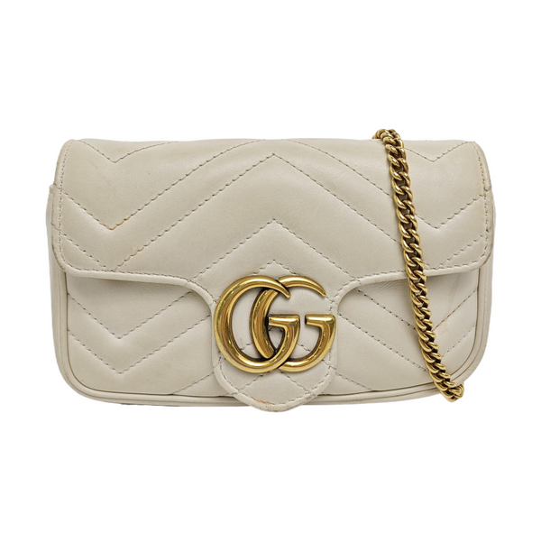 GG Marmont Mini Quilted Calfskin White