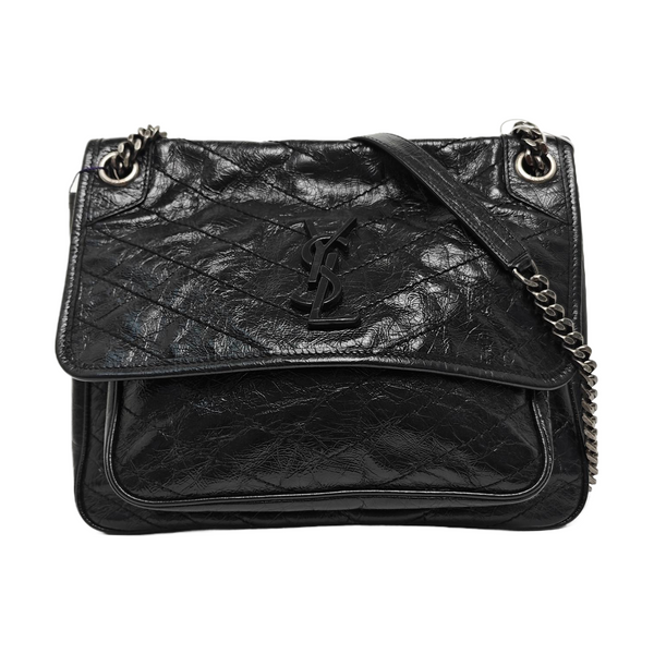 NIKI Medium Chevron Calfskin Black