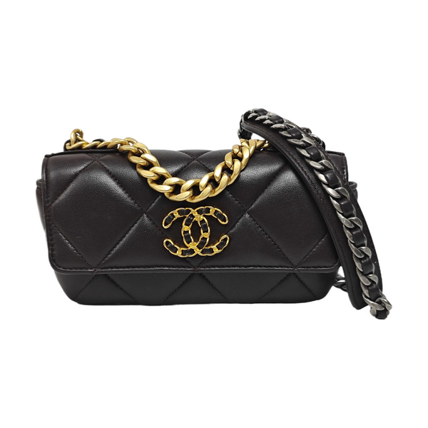 CHANEL 19 Quilted Lambskin Brown