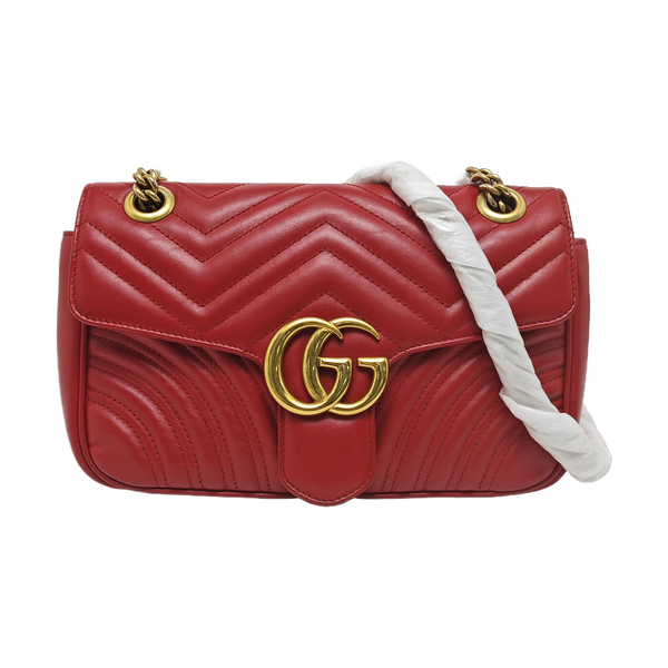 GG Marmont Mediana Piel Acolchada Roja