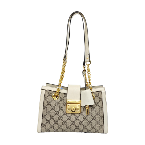 Padlock Small Monogram Coated Canvas Beige