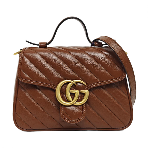GG Marmont Mini Quilted Calfskin Brown