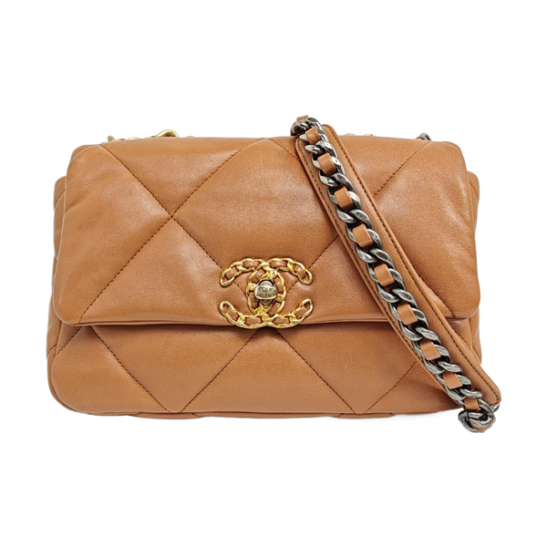 CHANEL 19 Small Quilted Lambskin Brown