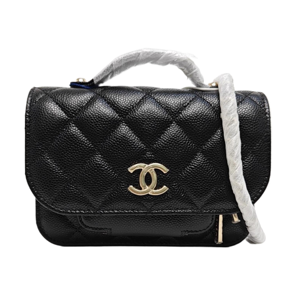BUSINESS AFFINITY Quilted Grained Calfskin Black
