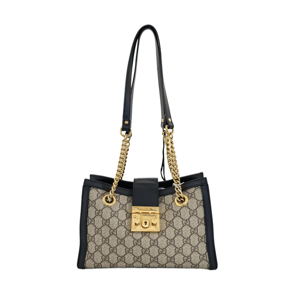 Padlock Small Monogram Coated Canvas Beige