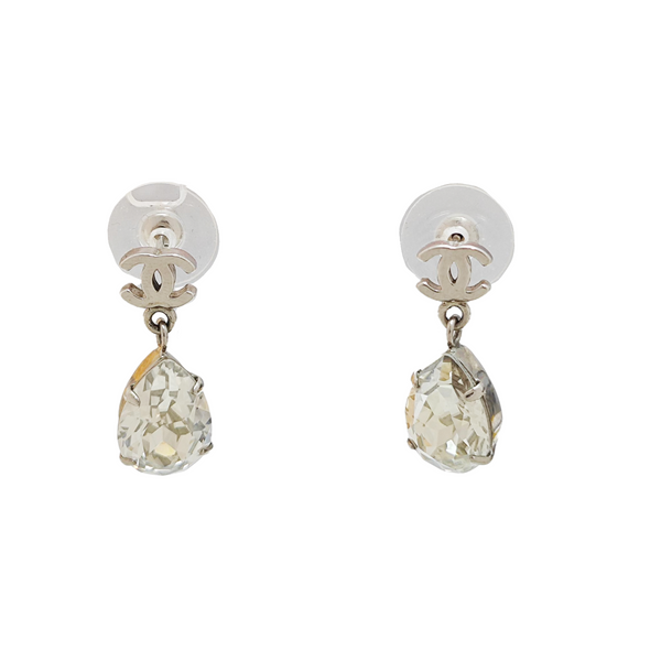CC Logo Metal Silver Stud Earrings
