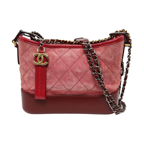 Authenticated pre-owned GABRIELLE Small Quilted Suede Red - Shoulder Bag at Looply