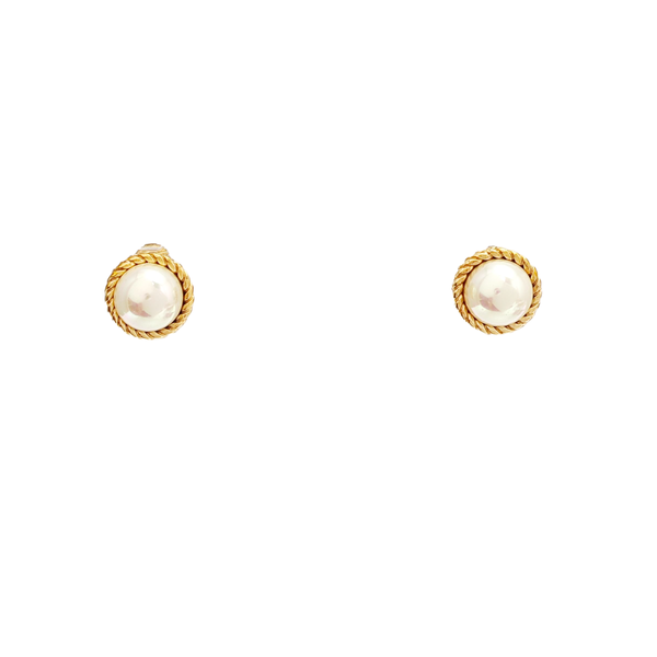 Twist Round Metal Gold Clip On Earrings