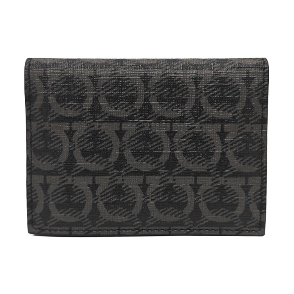 Gancini Coated Canvas Black Card Holder