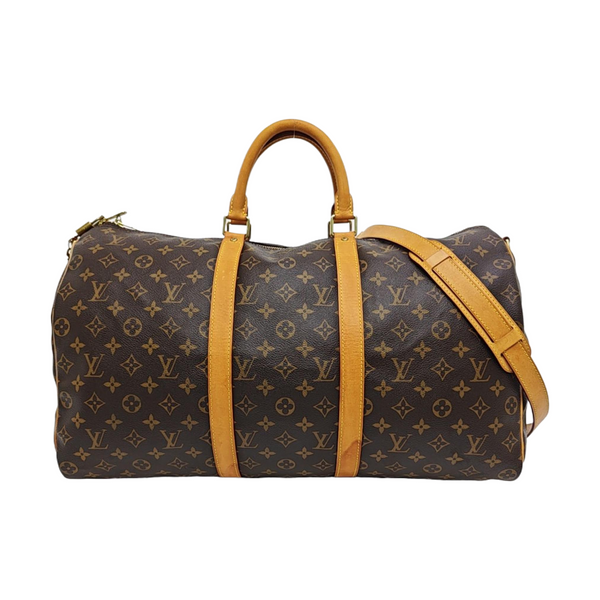 KEEPALL 50 Monogram Coated Canvas Brown