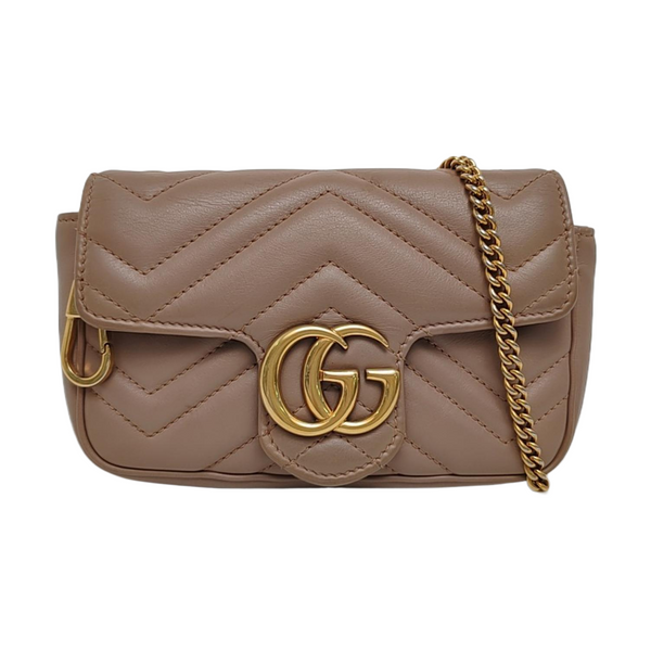 GG Marmont Mini Quilted Calfskin Beige