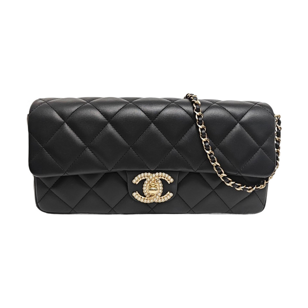 Quilted Lambskin Shoulder Bag Black