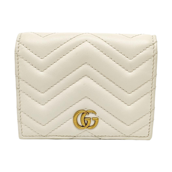 GG Marmont Mini Quilted Calfskin White Wallet