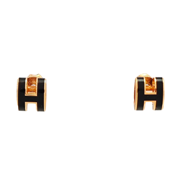 Pop H Metal Black Stud Earrings