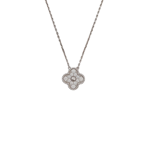 Vintage Alhambra White Gold Silver Necklace