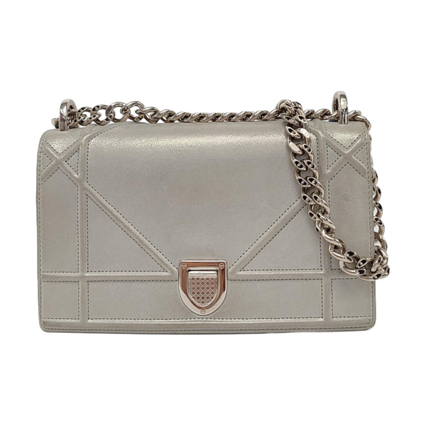 Diorama Small Cannage Calfskin Silver