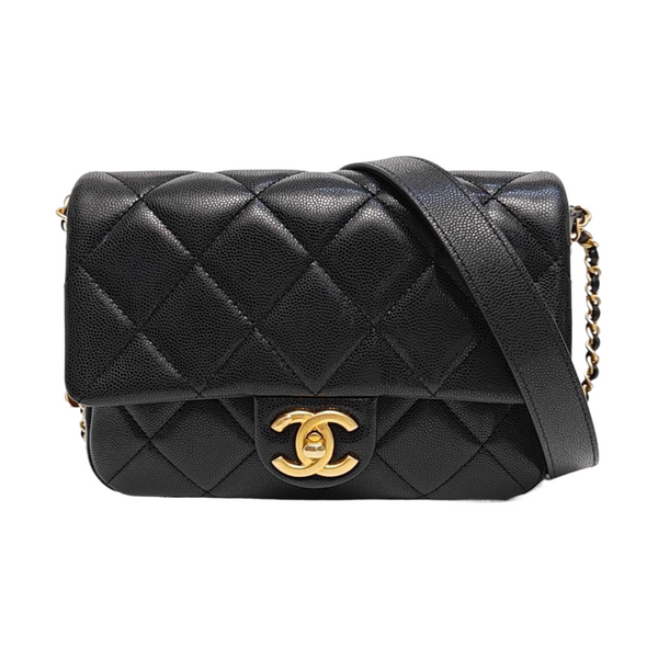 CLASSIC FLAP Mini Quilted Grained Calfskin Black