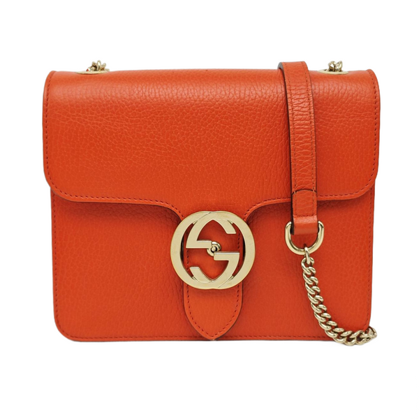 Interlocking G Small Calfskin Orange
