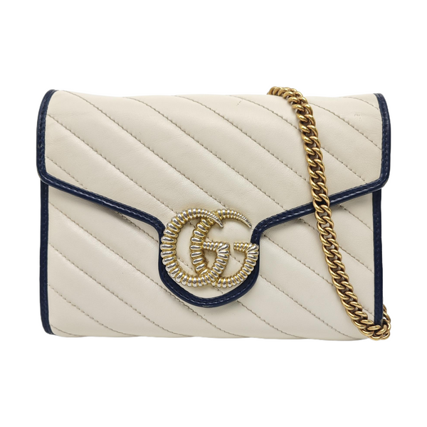 GG Marmont Mini Quilted Calfskin White
