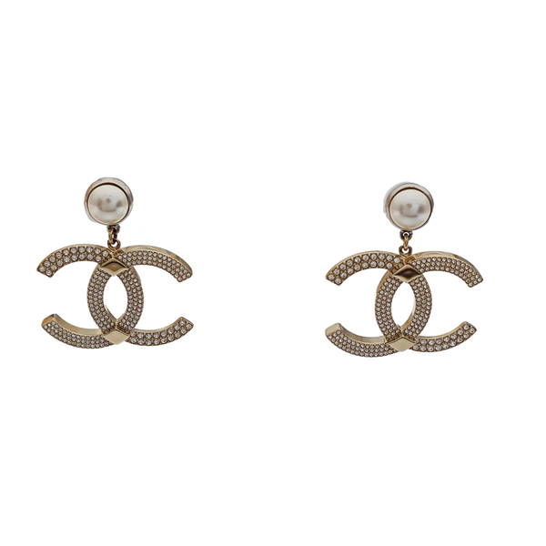 CC Logo Metal Gold Stud Earrings