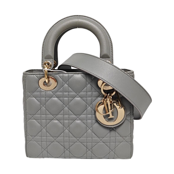 Lady Dior Small Cannage Lambskin Gray