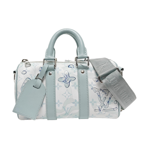 KEEPALL 25 Monogram Coated Canvas Blue