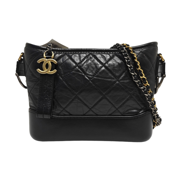 GABRIELLE Small Quilted Calfskin Black