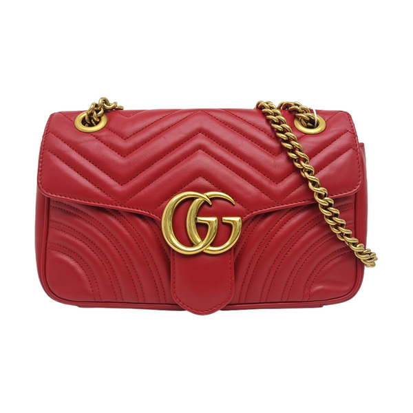GG Marmont Medium Quilted Calfskin Red