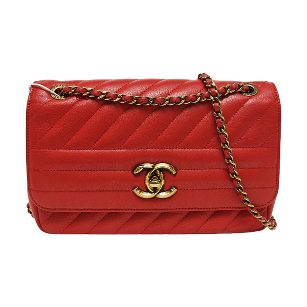 Quilted Calfskin Shoulder Bag Red