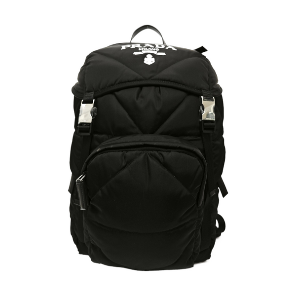 Quilted Nylon Backpack Black