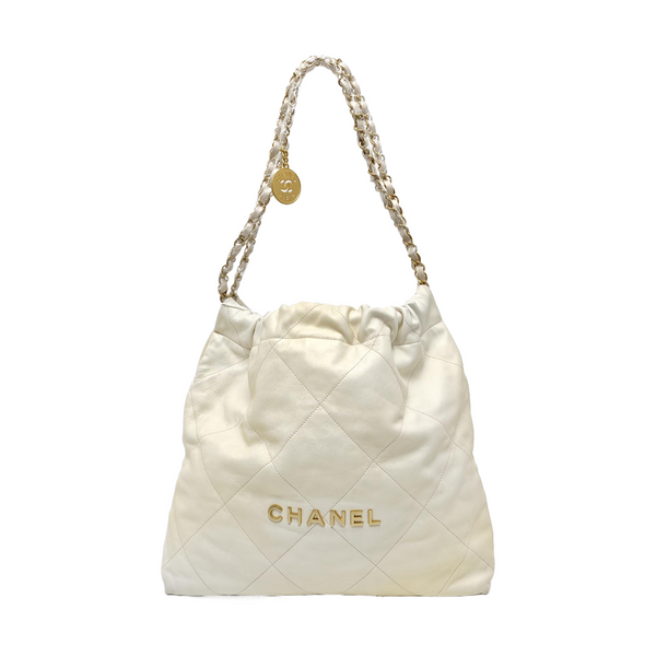 CHANEL 22 Medium Quilted Calfskin White