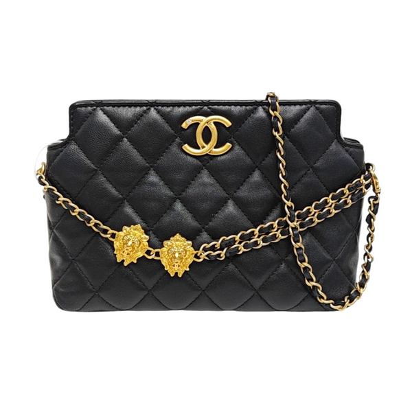 Quilted Lambskin Shoulder Bag Black