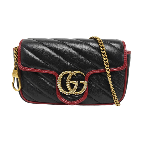 GG Marmont Super Mini Quilted Calfskin Black