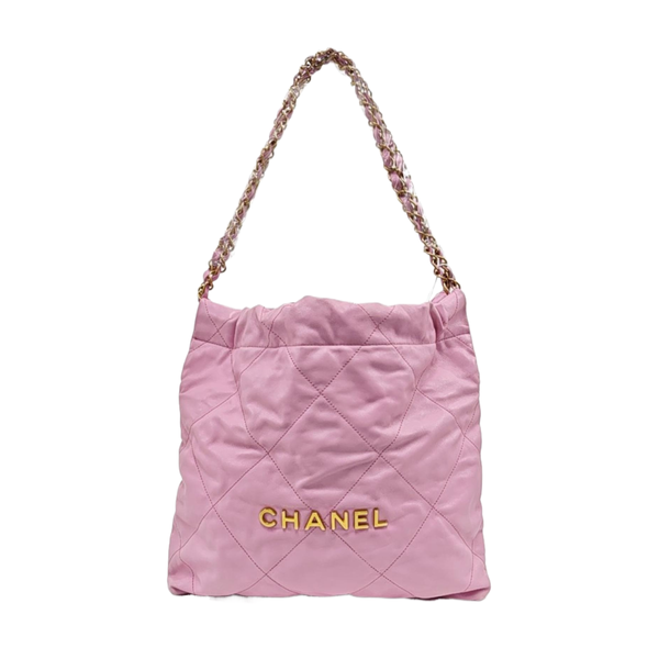 Authenticated pre-owned CHANEL 22 Small Quilted Calfskin Pink - Tote Bag at Looply