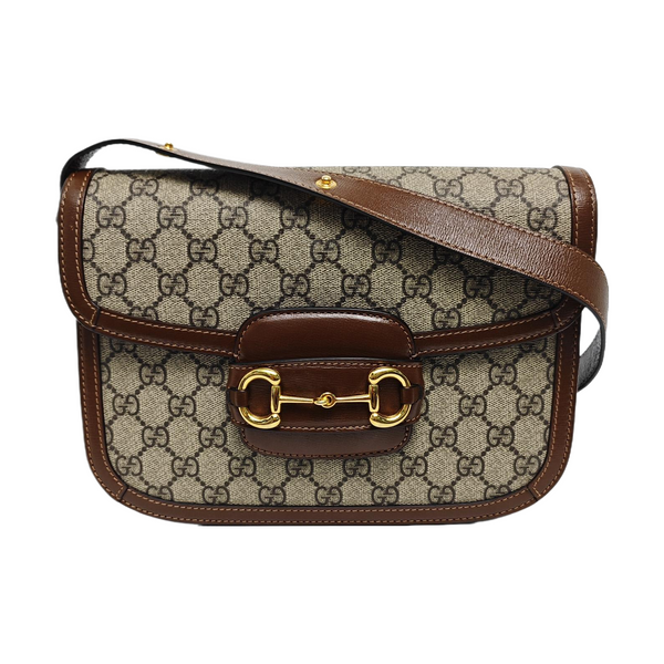 Horsebit 1955 Medium Monogram Coated Canvas Beige