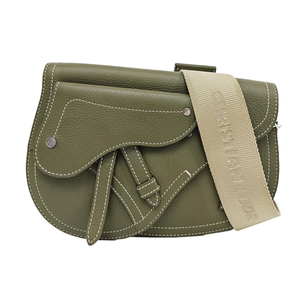 Authenticated pre-owned Saddle Calfskin Green - Shoulder Bag at Looply