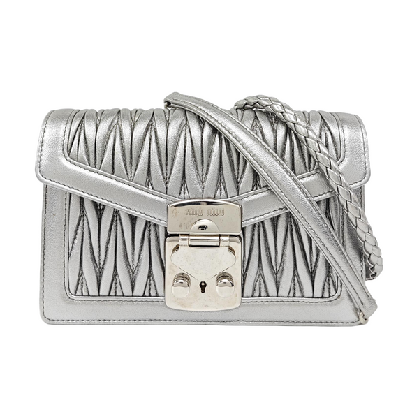Miu Confidential Quilted Lambskin Silver