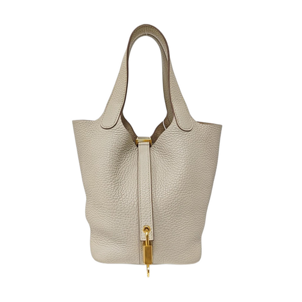 Authenticated pre-owned Picotin Lock 18 Clemence White - Bucket Bag at Looply