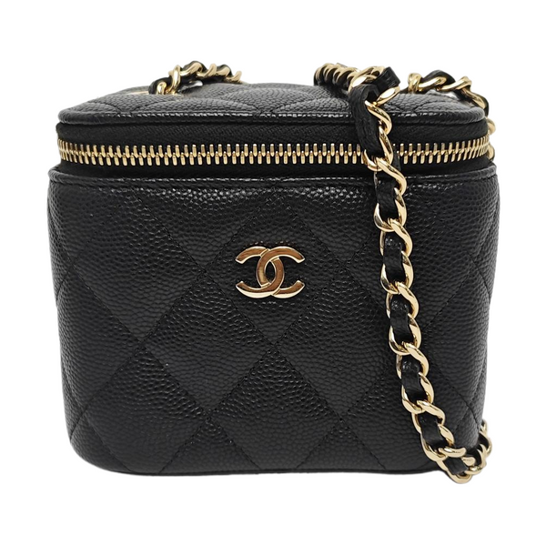 VANITY CASE Mini Quilted Grained Calfskin Black