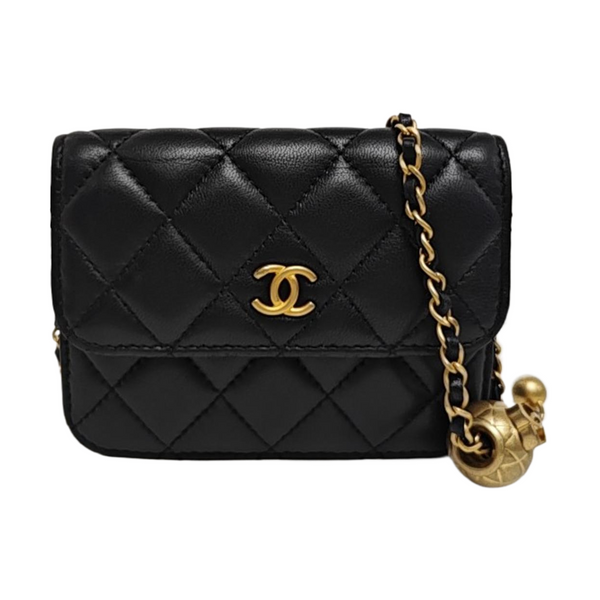 Quilted Lambskin Shoulder Bag Black