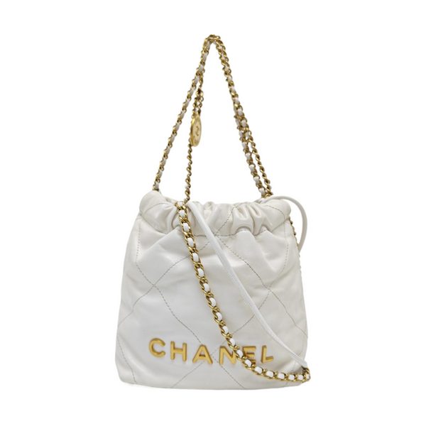CHANEL 22 Mini Quilted Calfskin White