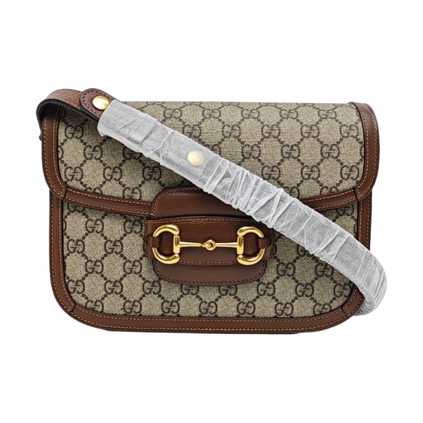Horsebit 1955 Medium Monogram Coated Canvas Beige